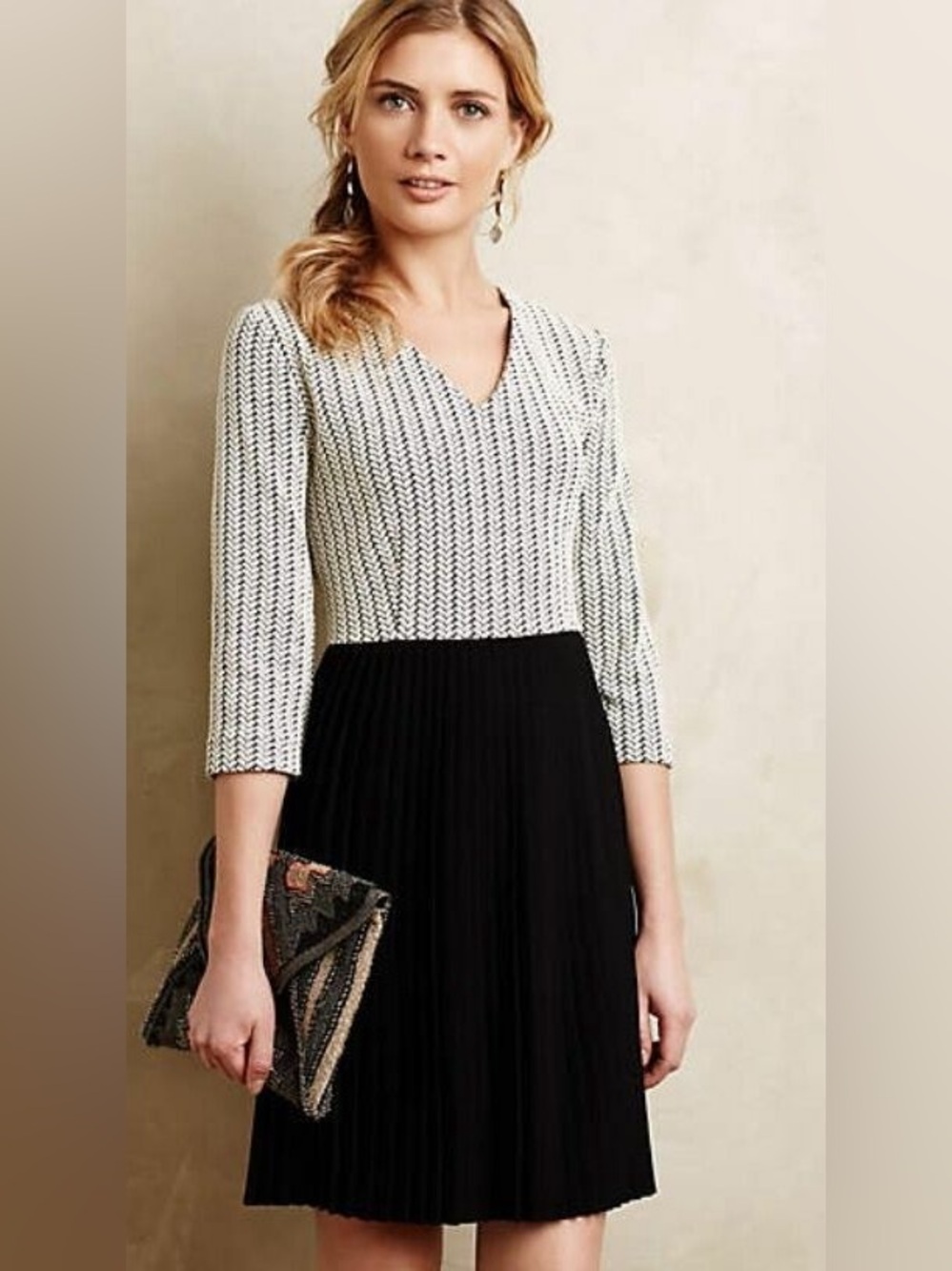 Ganni Black and White Midi Dress